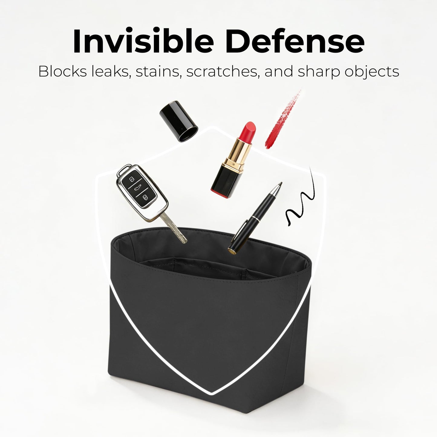 FANJI Project Handbag Organizer Insert for LV All In BB, Custom Fit Inside Premium Black Large Lightweight WaterResistant Purse Insert with Cup Holder Accessories