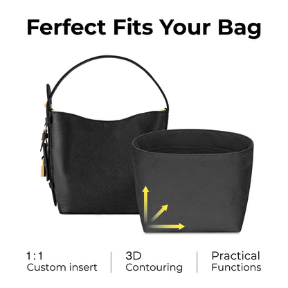 FANJI Project Handbag Organizer Insert for LV All In BB, Custom Fit Inside Premium Black Large Lightweight WaterResistant Purse Insert with Cup Holder Accessories